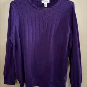 dressbarn Women's Deep Purple Crewneck Sweater